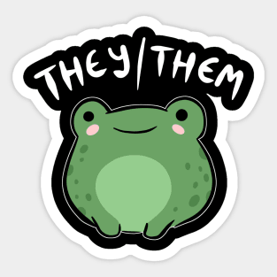 They/Them Pronoun Frog: Kawaii Queer Aesthetic Celebration of Nonbinary, Demiboy, Demigirl Pride - Transgender & LGBTQ Love Sticker